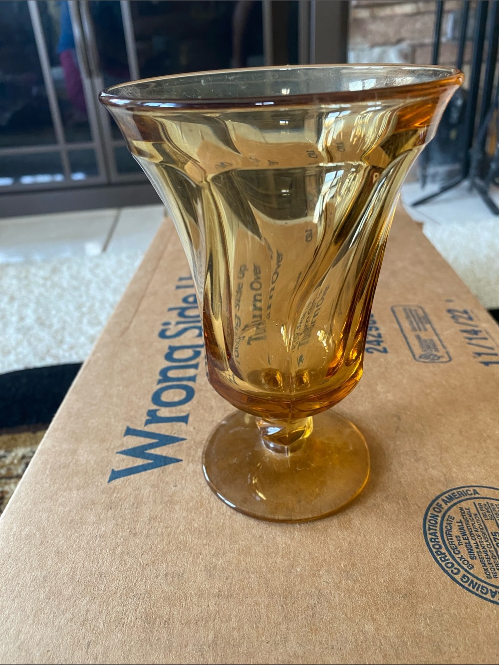 Amber Glass Dessert Goblet - Elegant Amber Drinkware